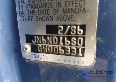 1986 Nissan D21 King Cab z USA, uszkodzony, nr VIN JN6ND16S0GW006331